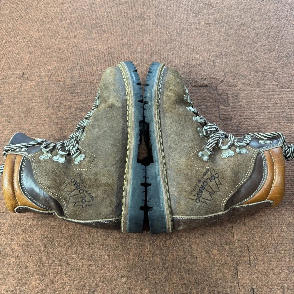Kinney Shoes Colorado Vintage Hiking Boots Mens 10 Brown Leather Made in Italy
